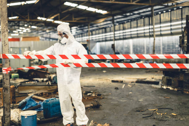 Professional Biohazard technician working in La Ward, TX